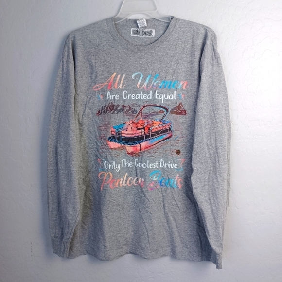 Fruit of the Loom Other - ALL WOMEN ARE CREATED EQUAL Men's Shirt Long Sleeve XL Gray